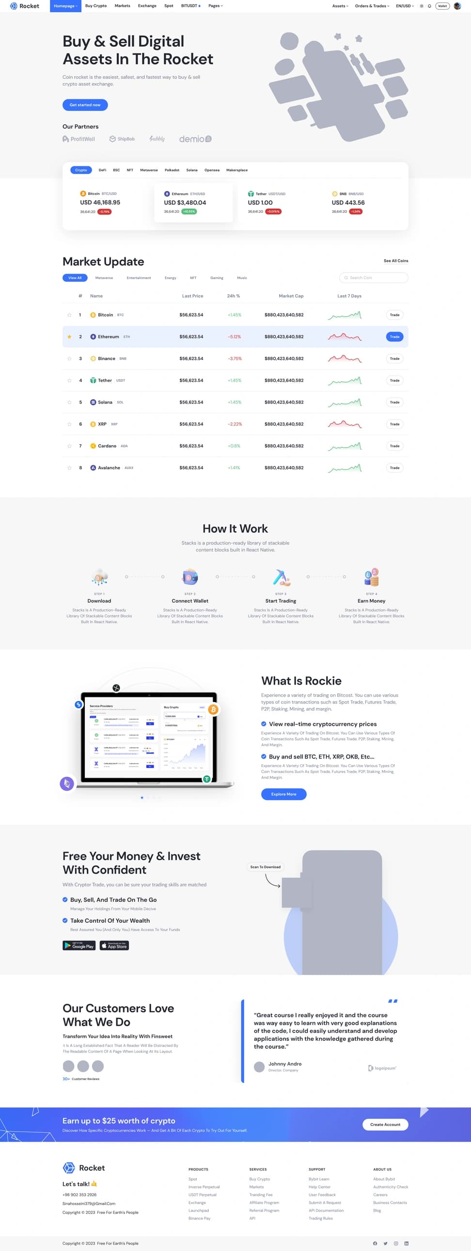 Cryptocurrency exchange in light mode and Dark mode - Preview 2