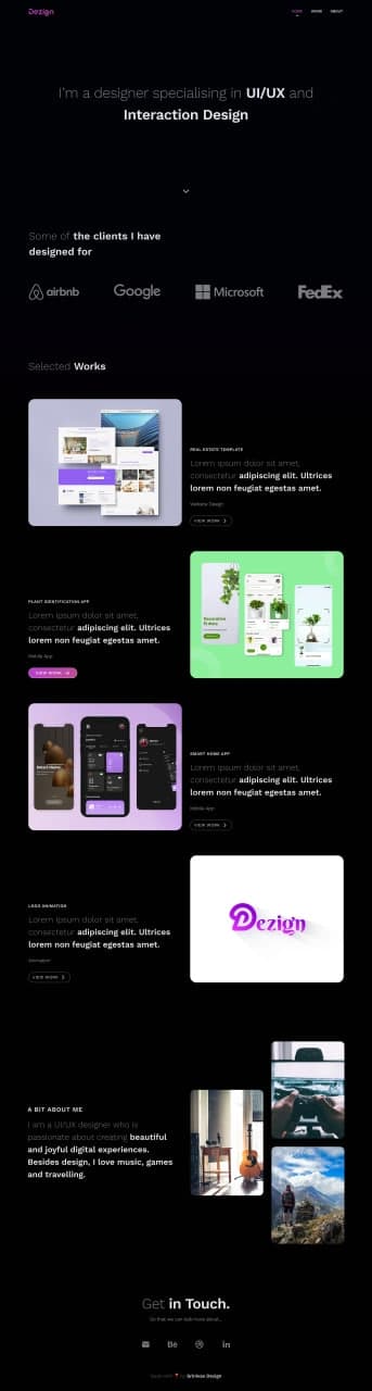 Designer Portfolio Landing Page - Preview 1