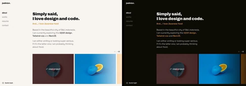 Minimal Portfolio Multi-Page — Light & Dark Theme - Preview 1