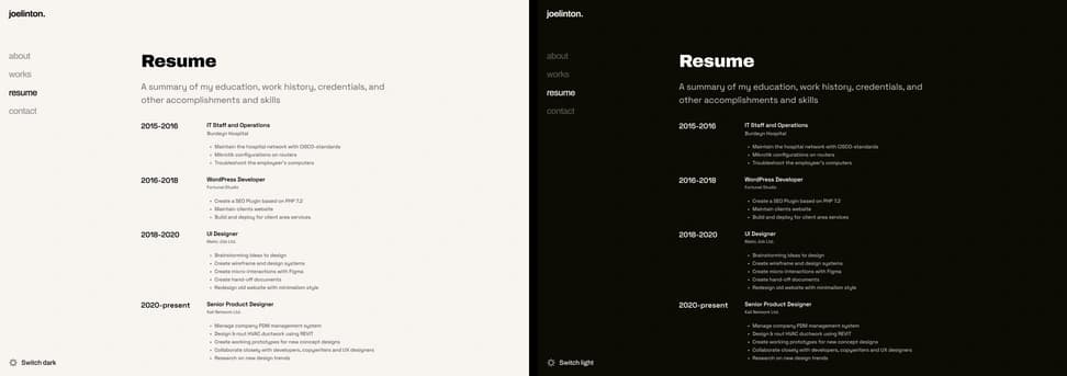 Minimal Portfolio Multi-Page — Light & Dark Theme - Preview 3