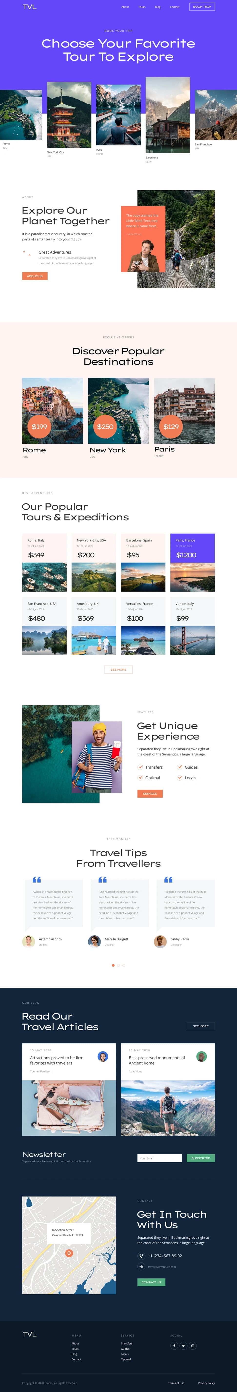 Travel Landing Page Website UI - Preview 1
