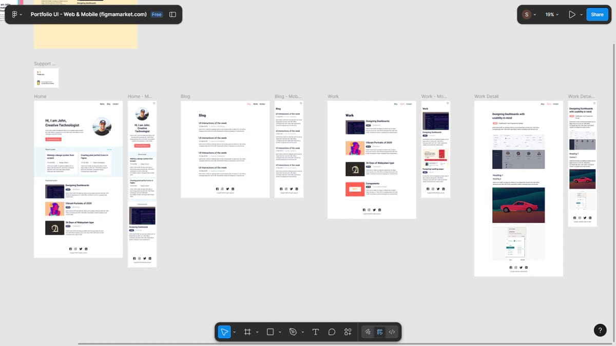 Portfolio UI for Web & Mobile Designers and Developers - Preview 1