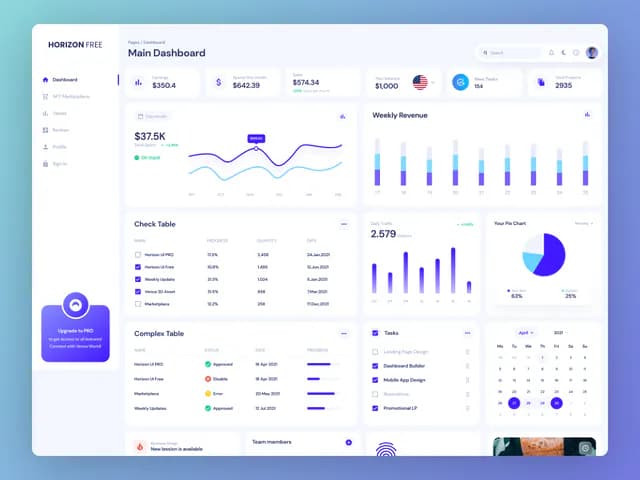 Horizon UI Open Source Admin Dashboard Design