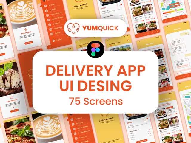 Food delivery mobile app ui kit design for online ordering system